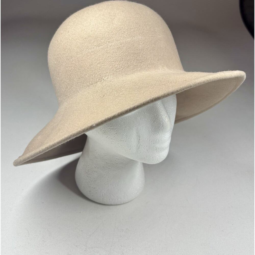 VTG Tina Too Women’s 100% Wool Doeskin Felt Wide Brim Cloche Hat IVORY USA
